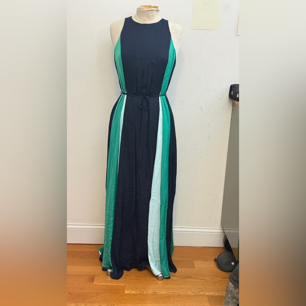 Banana Republic Black and Green Striped Maxi Dress